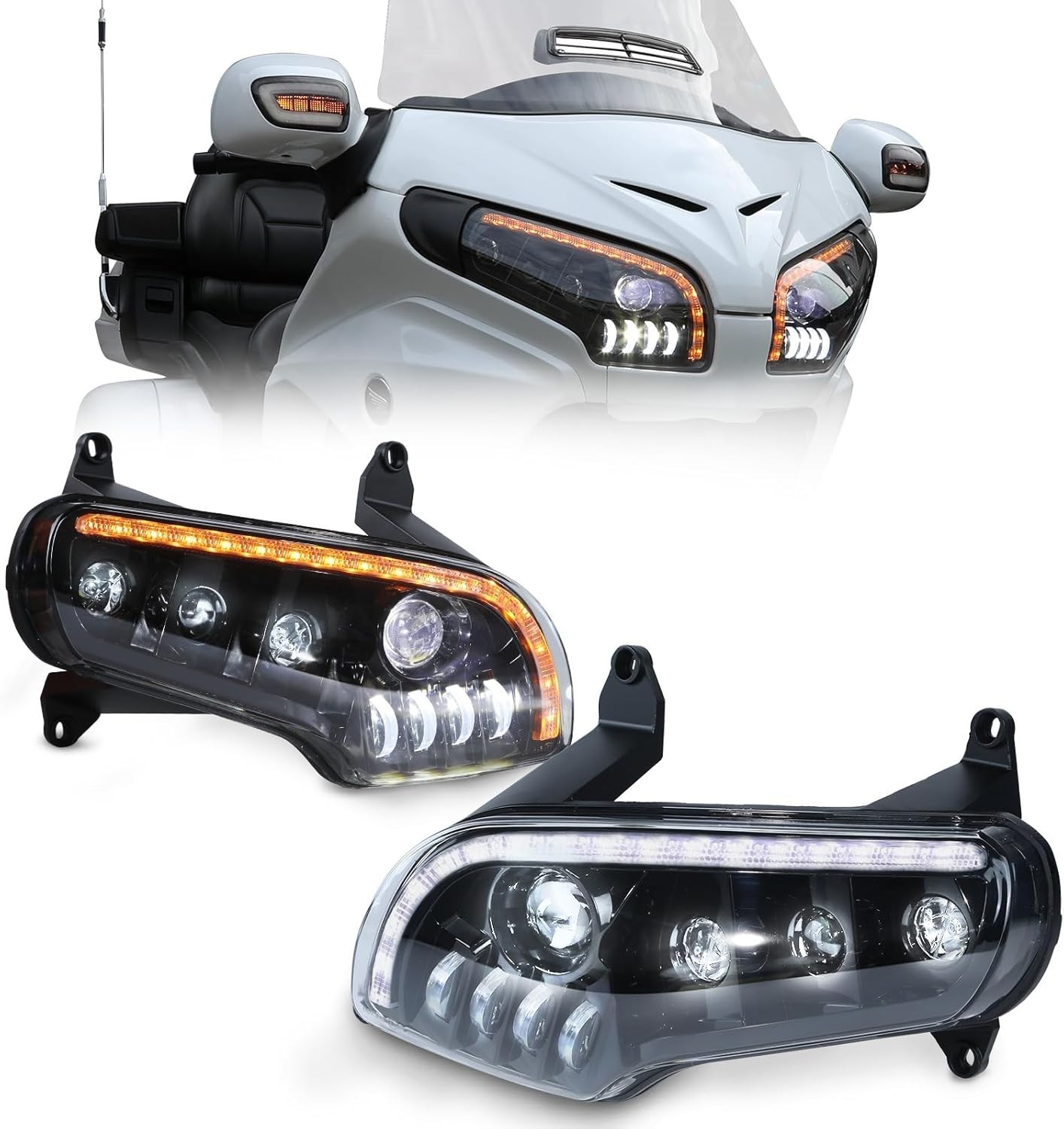 LED Headlight H/L Beam Blinking Turn Signal for Honda GoldWing GL1800 2001-2017 LED Headlight H/L Beam Blinking Turn Signal for Honda GoldWing GL1800 2001-2017