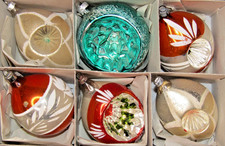 Lot VTG Antique Glass Stencil Pictured Indent 3" DROP Christmas Ornament Germany picture