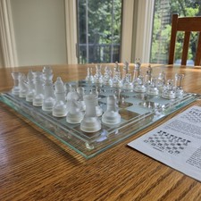 Large Crystal Clear Glass Chess Set 14 x 14 picture