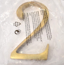 #2 House Address Number Aged Brass Finish Home Decoration 2-1/4"x6" NO HARDWARE picture