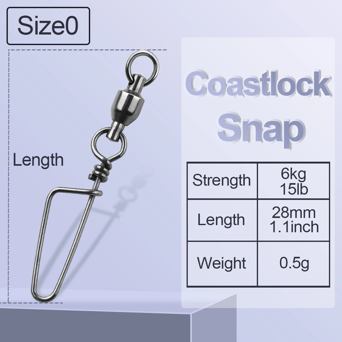 20Pcs Fishing Ball Bearing Swivels with Coastlock Snap Fishing Connector 20Pcs Fishing Ball Bearing Swivels with Coastlock Snap Fishing Connector