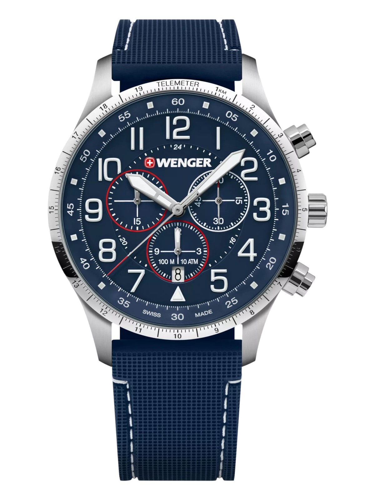 Wenger Swiss Army Men's 01.1543.117 Attitude Chrono Blue Dial Watch 44 mm $330 Wenger Swiss Army Men's 01.1543.117 Attitude Chrono Blue Dial Watch 44 mm $330