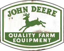 JOHN DEERE QUALITY FARM EQUIPMENT 36" HEAVY DUTY USA MADE METAL ADVERTISING SIGN picture