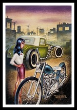 Out of Print Signed Keith WEESNER poster Indigo Bandit Motorcycle Classic Art picture