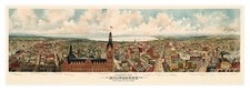 Vintage Map Milwaukee, Wisconsin Large Panoramic View  c 1898 | 12 x 36 inches picture