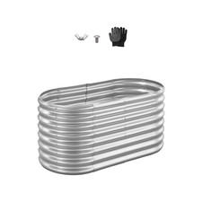 Metal Raised Garden Bed, 4 x 2 x 2 ft Oval Outdoor Galvanized Planter Box, Open picture