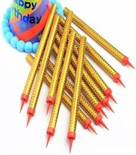 Birthday Candles for Cake topper, Parties, Weddings, Gold Flames, 6 PCS picture