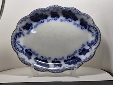 Johnson Brothers Flow Blue Normandy 11" Oval Serving Platter picture