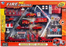 Big Daddy Fire Rescue Toy Play Set 40+ Pc Diecast Metal Fire Truck Kids Gift Box picture