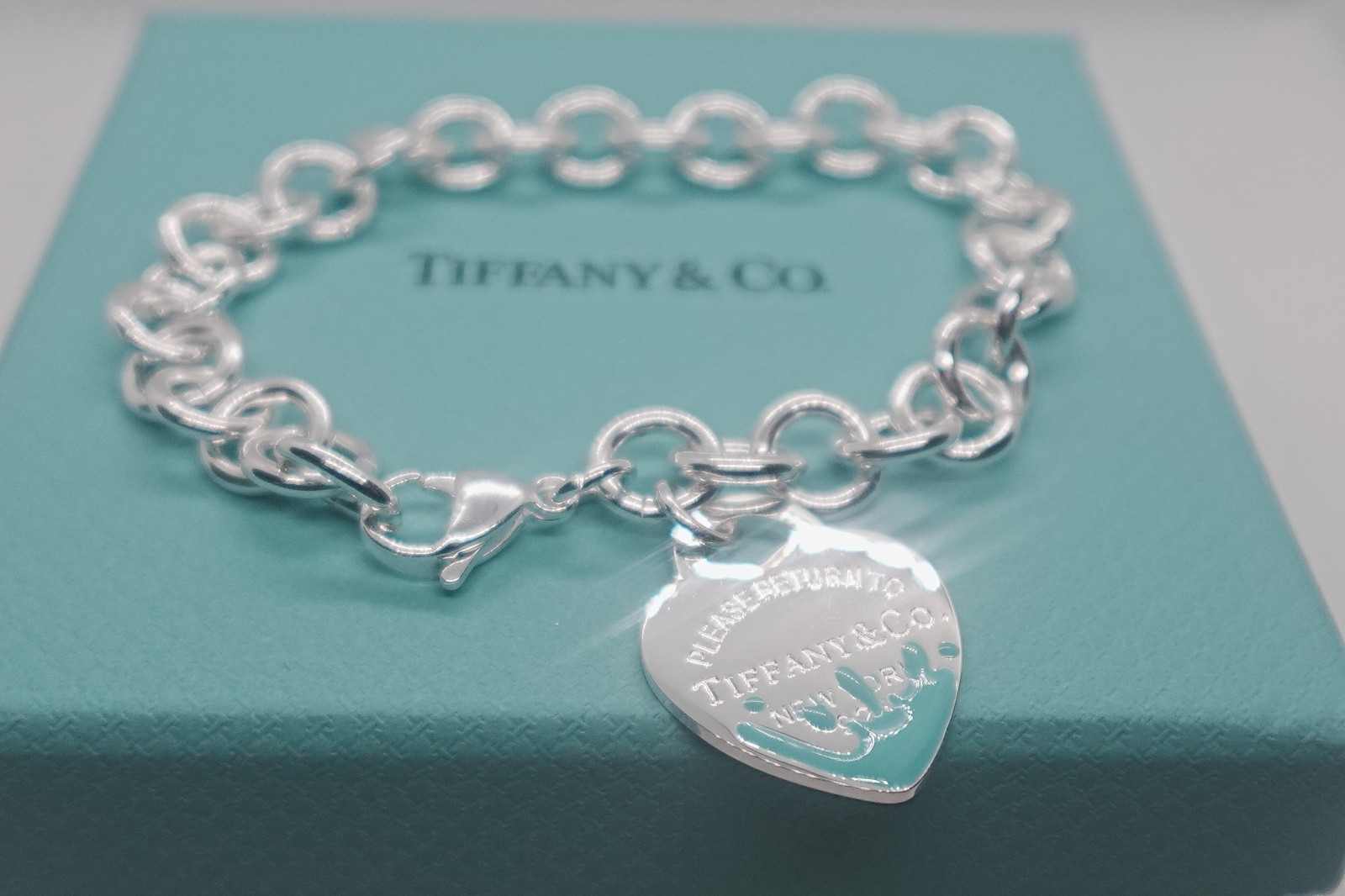 NewTllFANYCoSterling Silver Jewelry Heart Tag bule Bracelet NewTllFANYCoSterling Silver Jewelry Heart Tag bule Bracelet