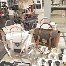 Michael Kors Manhattan Medium Leather or PVC Satchel Crossbody Handbag Purse Bag picture
