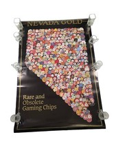 Vtg 90s Nevada Gold Poker Poster Rare And Obsolete Gaming Chips Graphic Casino  picture