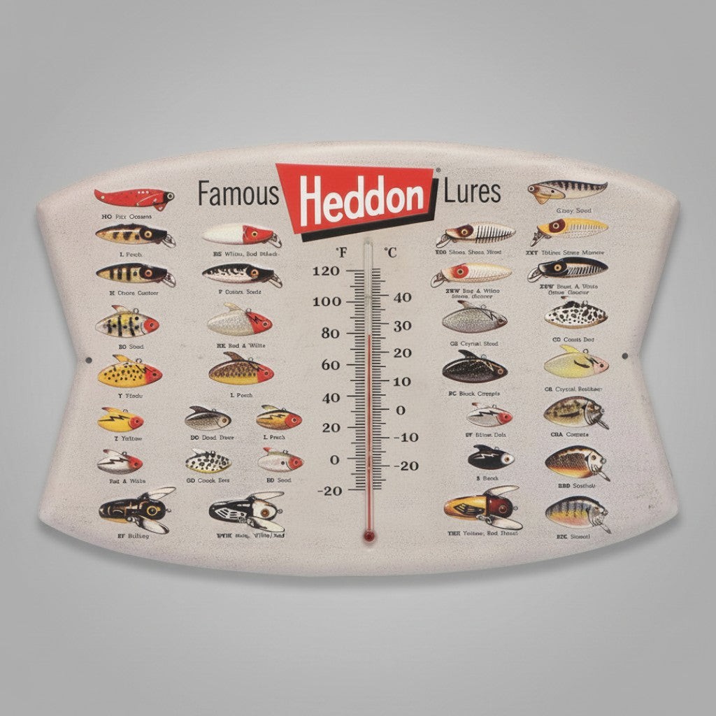 Heddon Fishing Lures Metal Wall Thermometer Heddon Fishing Lures Metal Wall Thermometer