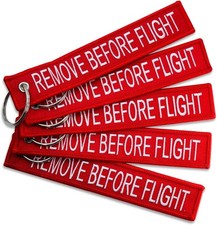 5PCS Aviation Remove Before Flight Keychain – Double Sided Embroidered Jet Tag picture
