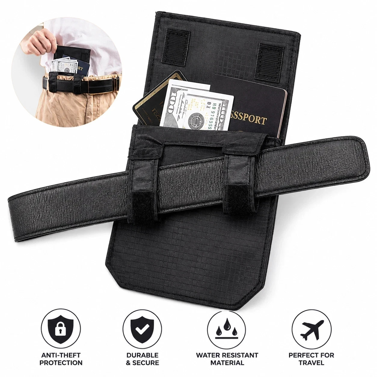 Anti Theft RFID Travel Money Belt Bag Wallet Credit Card ID Cash Passport