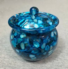Unique Lidded Jar Handmade from Crushed Mother of Pearl Seashells picture