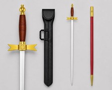 Knights Templar Masonic Sword Brown Hilt with Gold Guard & Red Scabbard With Bag picture