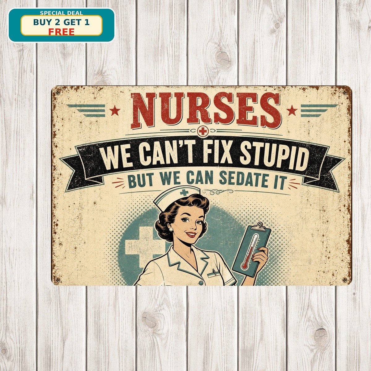 Nurse Profession Tribute Plaque Medical Hero Gift Metal Tin Sign Decor