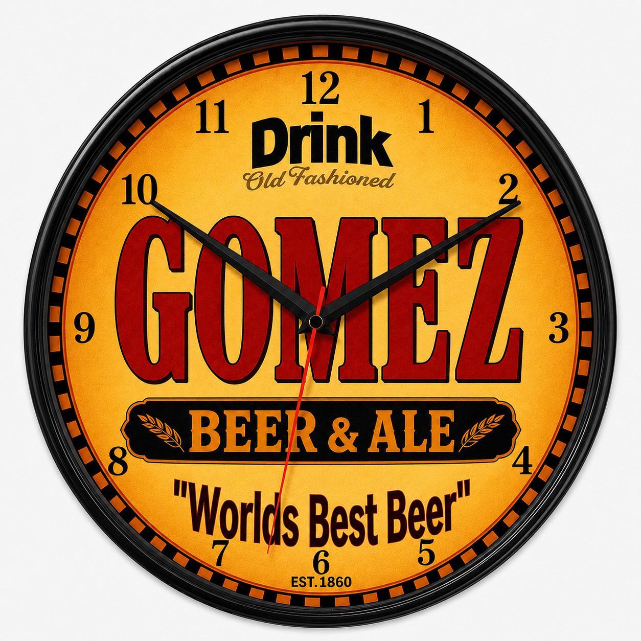Gomez Beer and Ale Novelty Wall Clock | 10 Inch Diameter | Bar, Saloon, Keg Gomez Beer and Ale Novelty Wall Clock | 10 Inch Diameter | Bar, Saloon, Keg