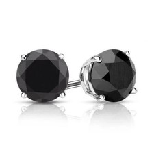 3 ct Black Diamond Stud Earrings Certified AAA Grade Birthday, Christmas Gift picture