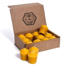 100% Pure Beeswax Votive Candles, Unscented, 15 Hours Each, Packs of 12 or 24 picture