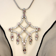 ShopNBC NYC II 3.59ct Pink Tourmaline White Zircon Pendant 925 Silver Statement picture