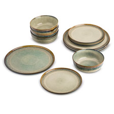 Yellowstone Kayce 12-Piece Reactive Glaze Ceramic Dinnerware Set, Dish Set picture