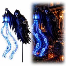 Halloween Grim Reaper Yard Stake, Solar Ghost Soul Light Outdoor Decoration picture