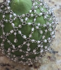Satin Silver-T Woven Bead 7½" Dangles For Glass Cover Metal Mesh Sun Scarf picture