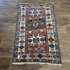 Caucasian Rug 3'1 x 5 ft, Antique 1920s Collectible Chi Wool Carpet Multicolor picture