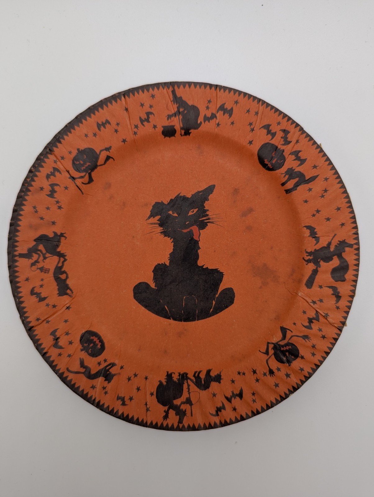 Vintage Halloween Dennison Black Cat 6" Paper Plate *PLEASE READ DESCRIPTION