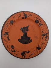 Vintage Halloween Dennison Black Cat 6" Paper Plate *PLEASE READ DESCRIPTION picture