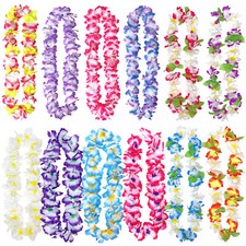 12 Pack Thickened Hawaiian Leis Floral Necklace for Hula Dance Luau Party Favors picture