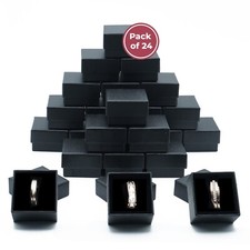 Wholesale Black Ring Gift Box with Foam and Velvet Insert 1.5 x 1.5 x 1.25 Inch picture