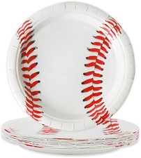gisgfim 24 Pcs Baseball Party Paper Plates Supplies 7" Baseball Birthday Part... picture