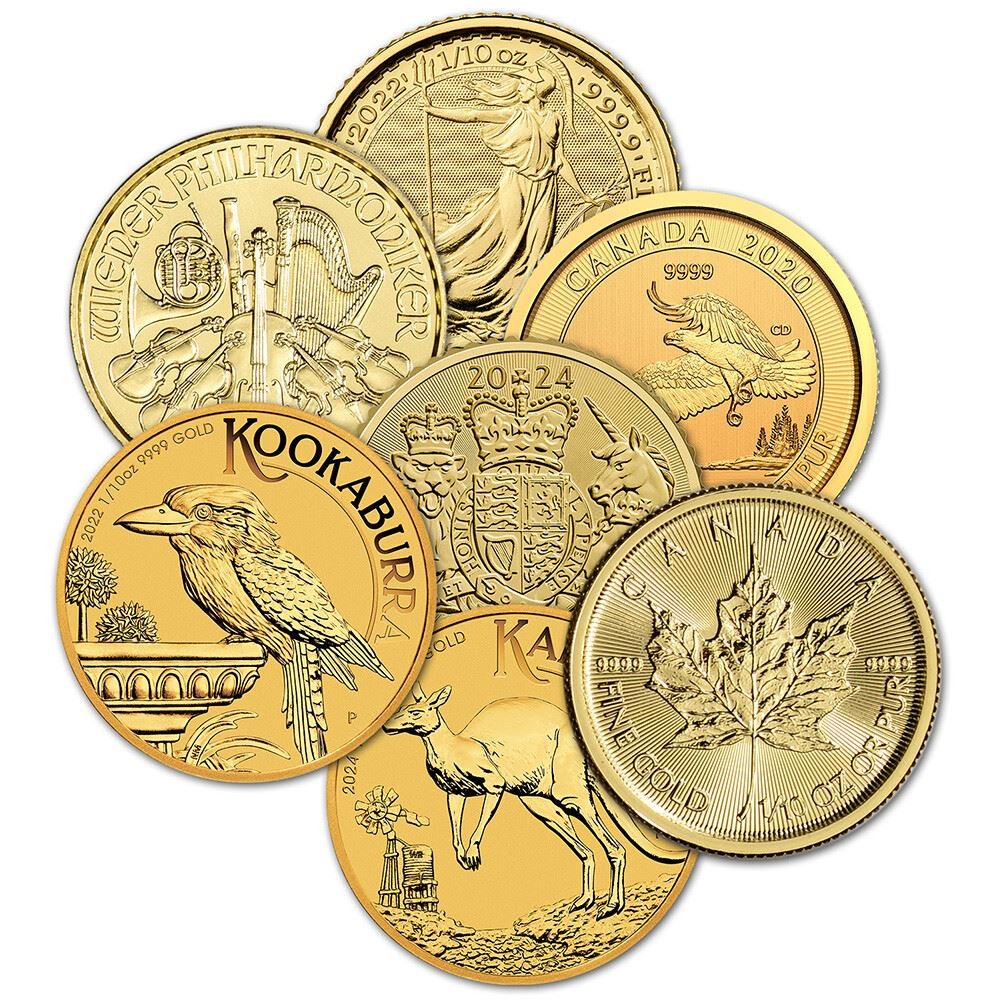1/10 oz Gold Coin .9999 Fine - Random Brand - Secondary Market 1/10 oz Gold Coin .9999 Fine - Random Brand - Secondary Market