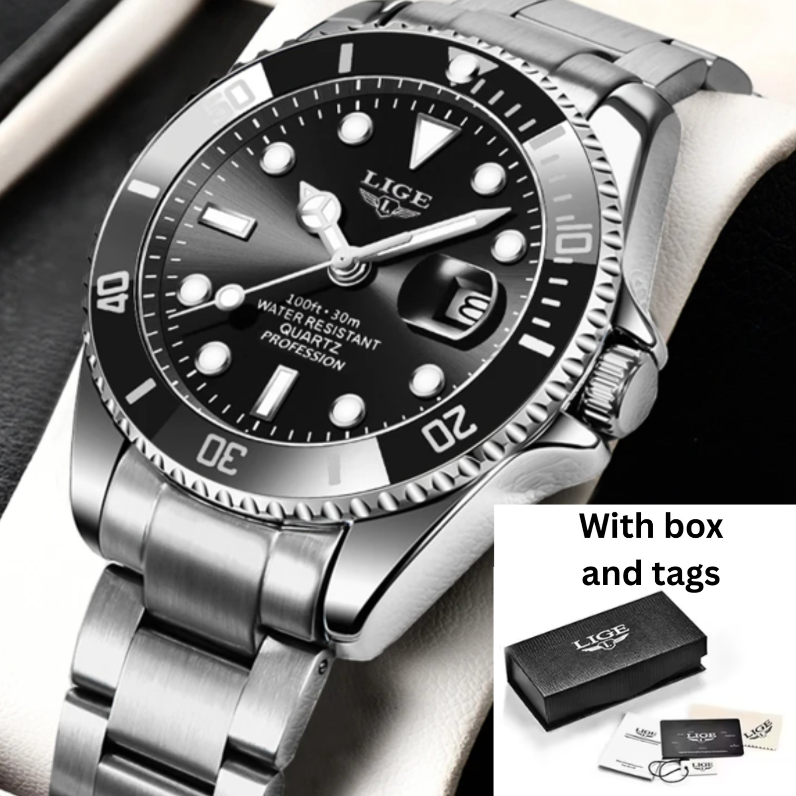 LIGE Top Brand Fashion Watch, Men Waterproof Date Watch Sport Watch 3ATM LIGE Top Brand Fashion Watch, Men Waterproof Date Watch Sport Watch 3ATM