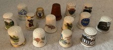 Mixed Lot of  15 Vintage Souvenir Thimbles Porcelain Wood Metal USA And Europe picture