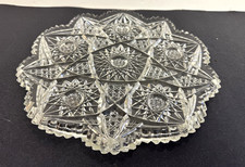 American Brilliant Cut Glass 10.5" Round Tray Multi-Cut Patterns c. 1880-90? picture