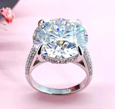 11.00 Ct White Lab Grown Diamond Round Cut Solitaire Ring 925 Sterling Silver picture