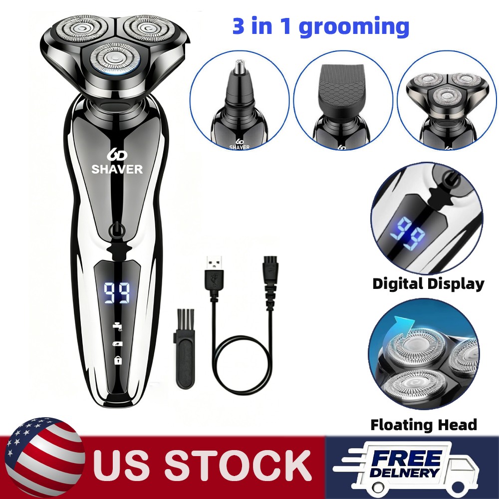 Men Electric Shaver Wet/Dry Trimmer Rotary Razor Beard Shaving USB Rechargeable Men Electric Shaver Wet/Dry Trimmer Rotary Razor Beard Shaving USB Rechargeable
