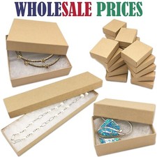 BULK Cardboard Kraft Paper JEWELRY GIFT BOXES Cotton Filled BROWN - for Shipping picture