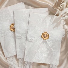UNIQOOO 50 Sets Wedding Invitation Kit, White Floral Vellum Jackets picture