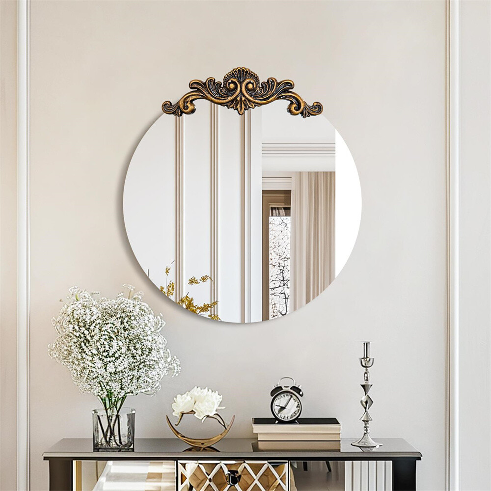 Antique Baroque Mirror with Back Frame Ornate Wall Mirrors Circular Home Decor Antique Baroque Mirror with Back Frame Ornate Wall Mirrors Circular Home Decor