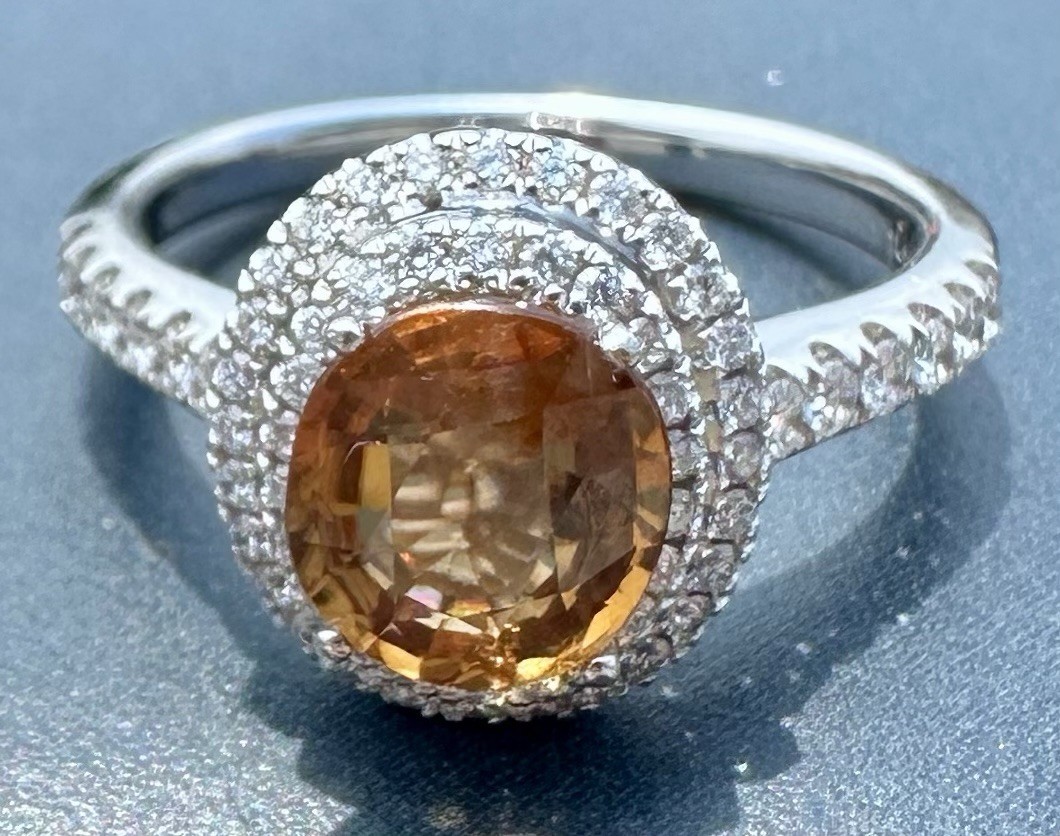 GORGEOUS HONEY COGNAC COLOR FLASH GEMMY ZIRCON DIAMOND COCKTAIL RING 14K GORGEOUS HONEY COGNAC COLOR FLASH GEMMY ZIRCON DIAMOND COCKTAIL RING 14K