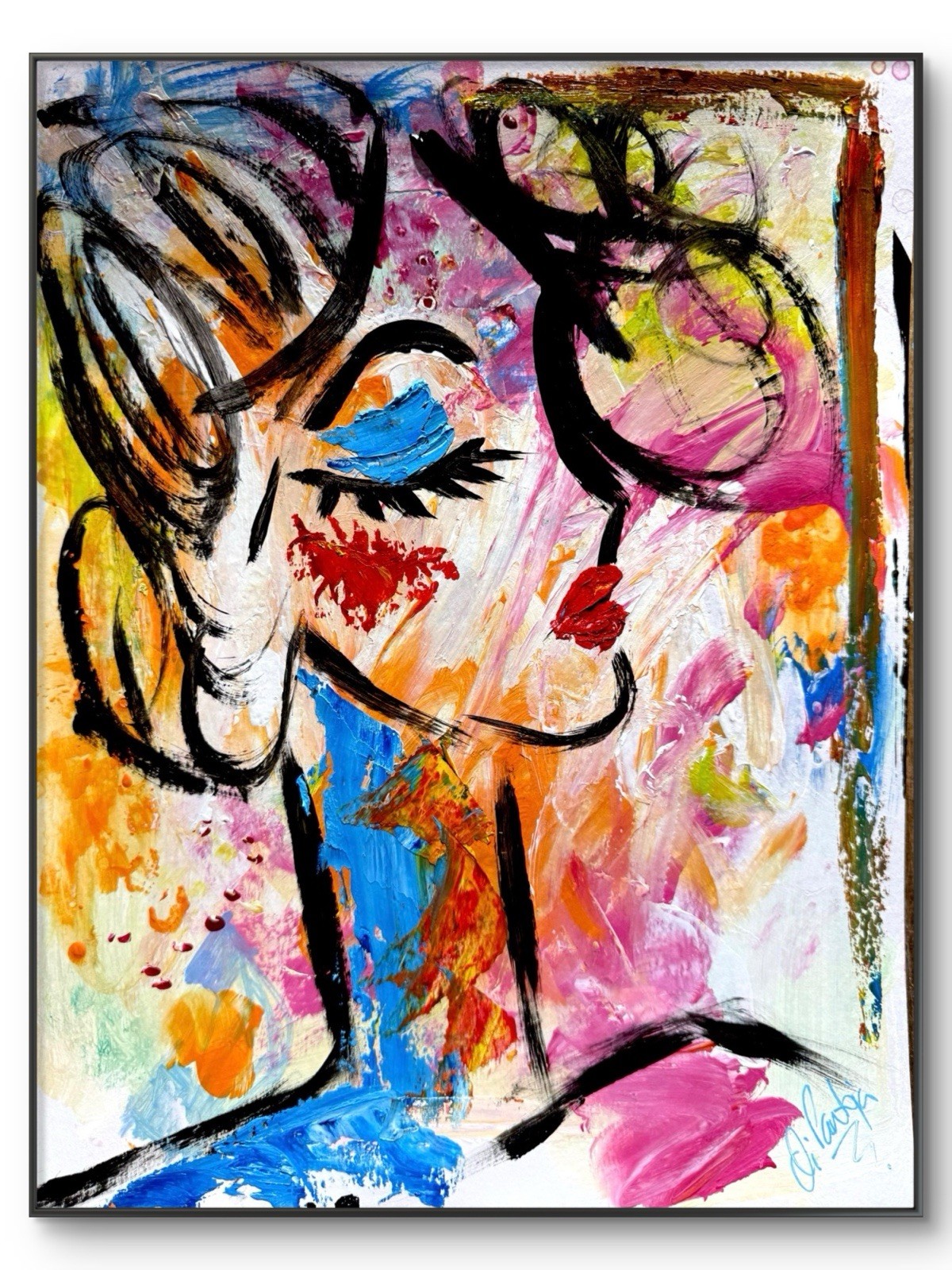 Portrait Modern 11x14 Paper Original Artwork Decor Interior Collectible Fine Art
