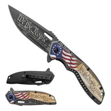 8"" American Flag We The People Design Printed Blade & Handle Spring Assisted F picture