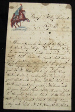 CIVIL WAR ILLINOIS SOLDIER LETTER ON PATRIOTIC SHEET FOLLY ISLAND SOUTH CAROLINA picture