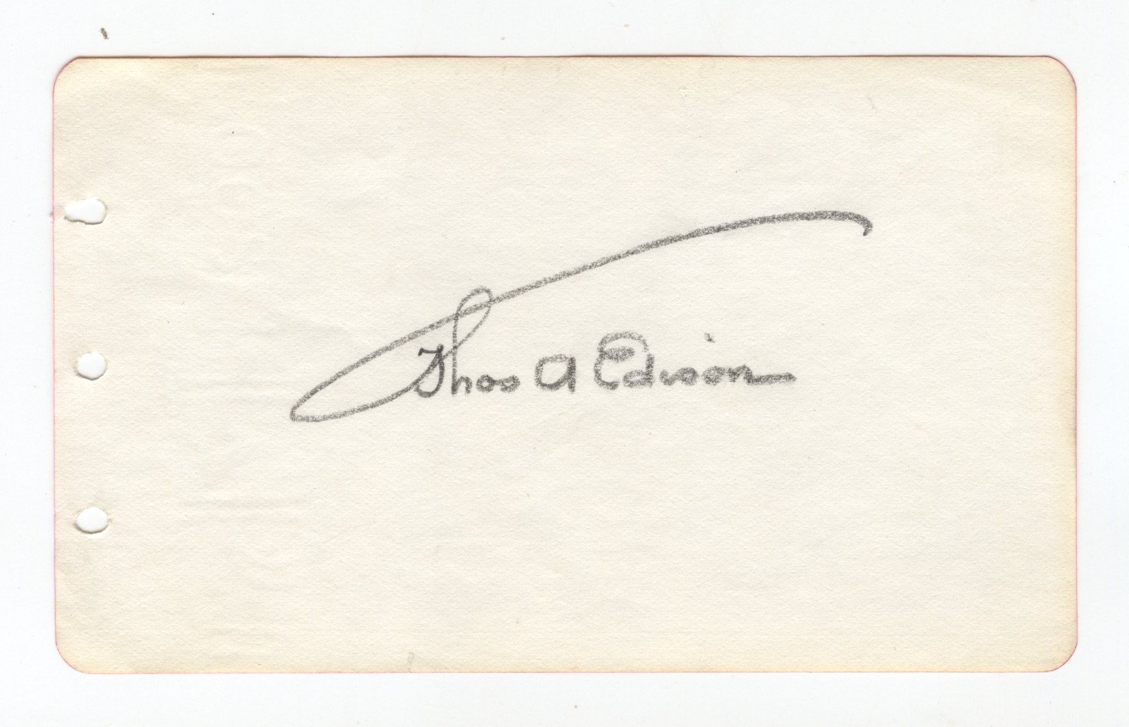 Thomas Edison | JSA Certified Signature | Signed Un Cut 3x5 Autograph Book Page Thomas Edison | JSA Certified Signature | Signed Un Cut 3x5 Autograph Book Page