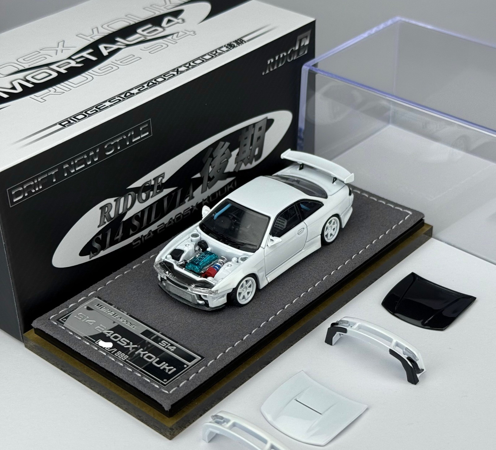 Mortal 1/64 Nissan Ridge Silvia S14 240SX Kouki White Diecast Car Model Mortal 1/64 Nissan Ridge Silvia S14 240SX Kouki White Diecast Car Model